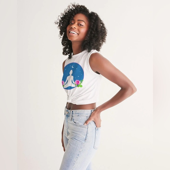 Space Odyssey Cropped Twist Front Tank Yoga Bitch NWT - Picture 7 of 10